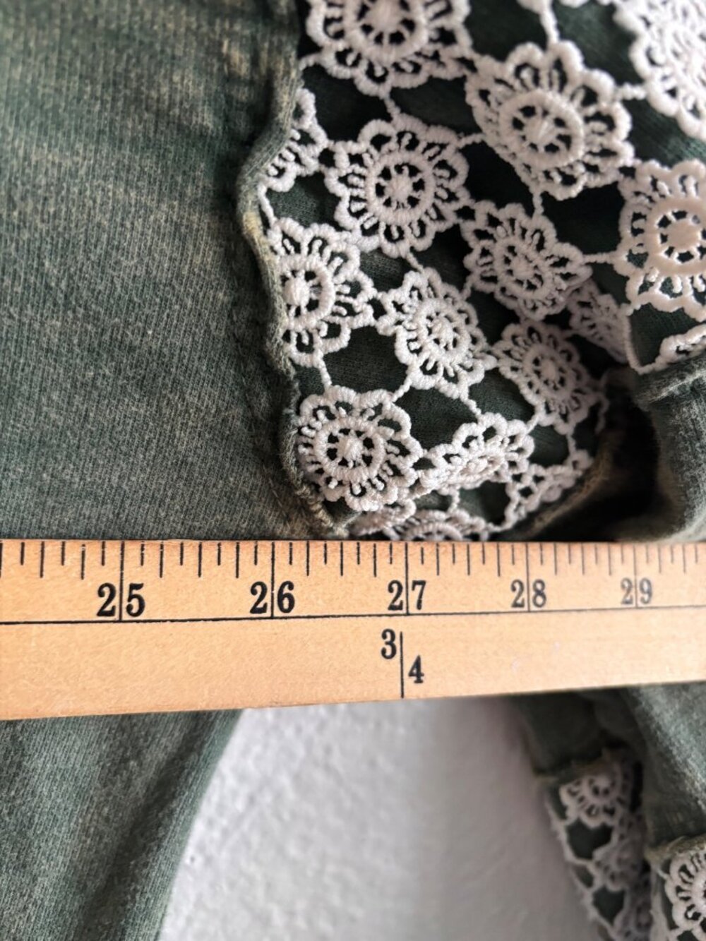 J. Her Green Mineral Wash Boho Oversized Sweatshirt With Lace Accent Sleeves - Picture 7 of 11